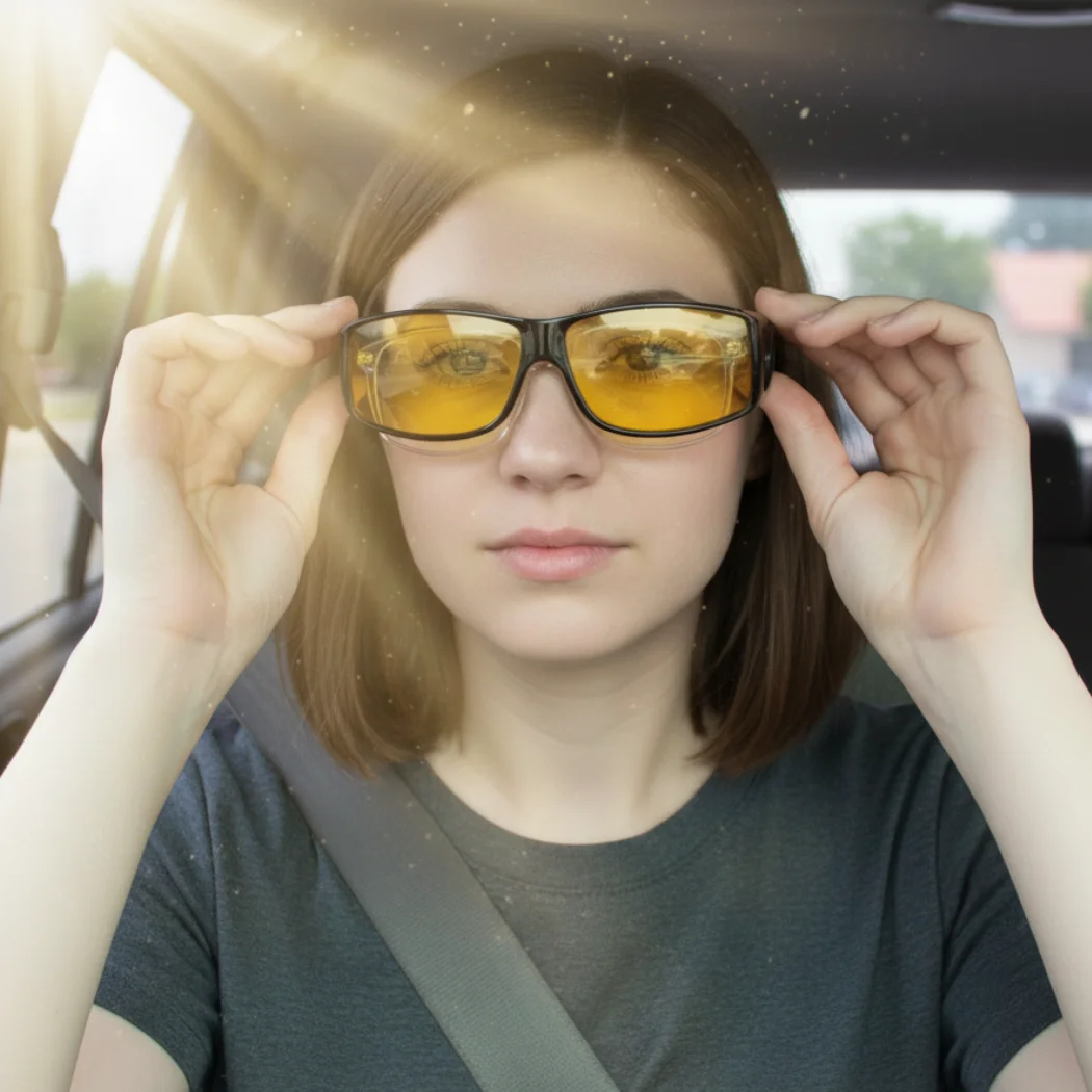 Woman wearing HaloClear glasses